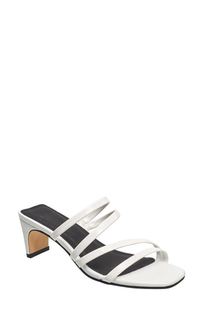 French Connection Croc Embossed Strappy Sandal In White