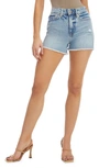 Good American Womens Blue644 Cut Off High-rise Stretch-denim Shorts 4