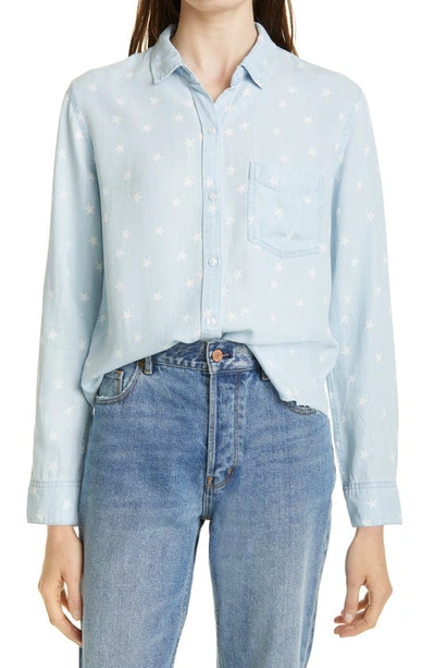 Rails Ingrid Raw-edge Button-front Chambray Shirt In Light Vintage