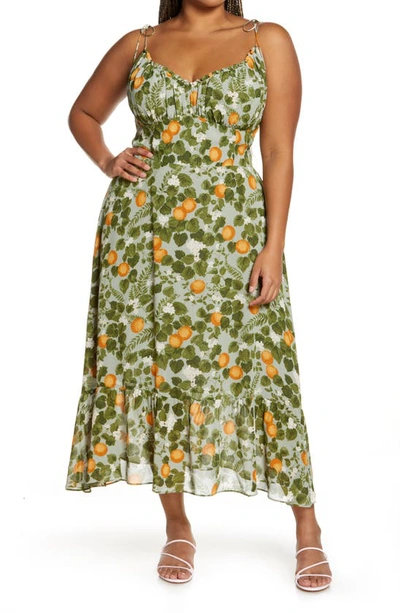 Reformation Embry Floral Print Sleeveless Dress In Orange Grove | ModeSens
