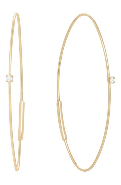 Lana Jewelry Small Wire Diamond Oval Hoop Threader Earrings In Yg