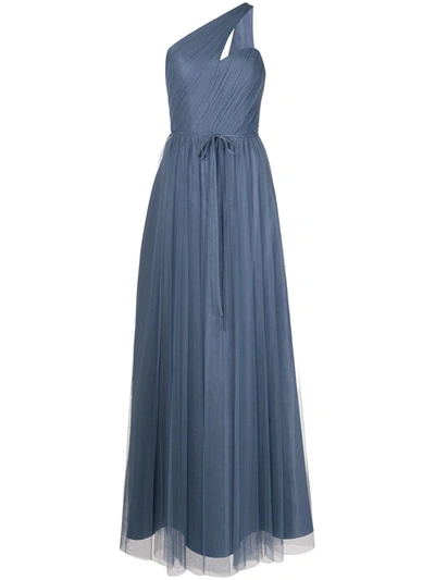 Marchesa Notte Bridesmaids Asymmetric One-shoulder Dress In Blau