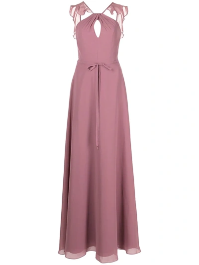 Marchesa Notte Bridesmaids Frilled Halter-neck Gown In Rosa