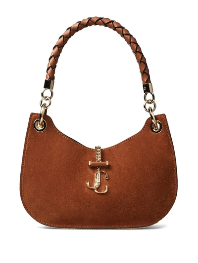 Jimmy Choo Small Suede Varenne Hobo Shoulder Bag In Brown