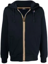 Kway Logo Patch Zipped Hoodie In Blau