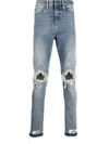 VAL KRISTOPHER RIPPED LOGO-PATCH JEANS