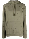 Saint Laurent Eyelet-embellished Printed Cotton-jersey Hoodie In Brown