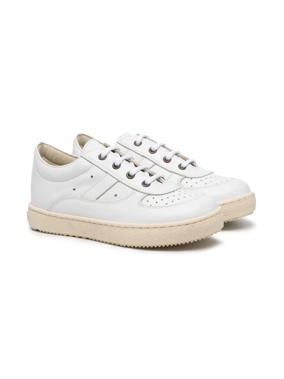 Pèpè Kids' Lace-up Leather Sneakers In White