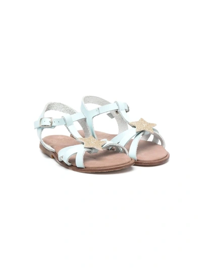 Pèpè Kids' Star-patch Strappy Sandals In Blue