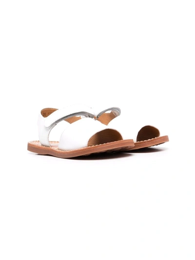 Pom D'api Kids' Round-toe Leather Sandals In White