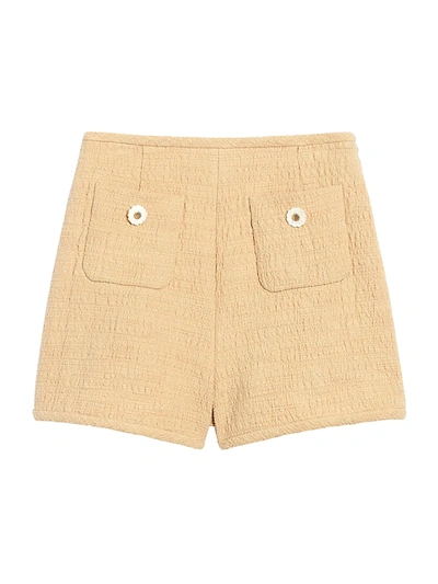 Sandro Pierrot Button Detail Cotton Blend Shorts In Neutral