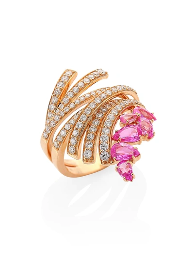 Hueb Women's Mirage 18k Rose Gold & Diamond Ring In Pink Sapphire