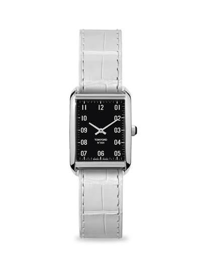 Tom Ford Men's Stainless Steel & Alligator Leather-strap Watch In Black White