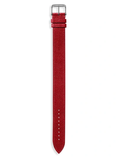 Tom Ford Pebble Grain Leather Watch Strap In Darkred
