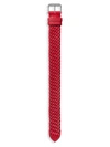 Tom Ford Braid Leather Watch Strap In Red
