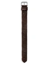 Tom Ford Braid Leather Watch Strap In Dark Brown