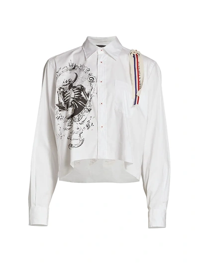 Libertine Looking Glass Cropped Shirt In White