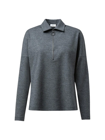 Akris Punto Wool Half-zip Pullover In Charcoal