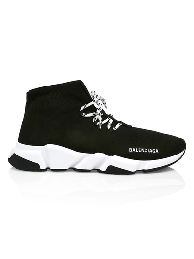 Balenciaga Speed Sock Lace-up Sneakers In Black,white