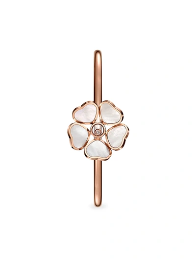 Chopard Women's Happy Diamonds Happy Hearts Flower 18k Rose Gold, Mother-of-pearl & Diamond Bangle In White