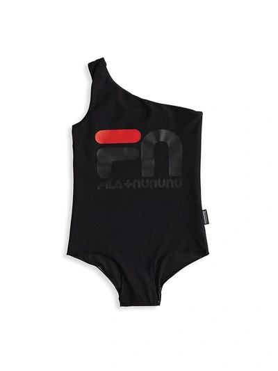 Nununu X Fila Kids' Little Girl's & Girl's One-piece Swimsuit In Black