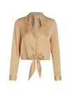 L Agence Annie Tie-front Satin Blouse In Candied Ginger