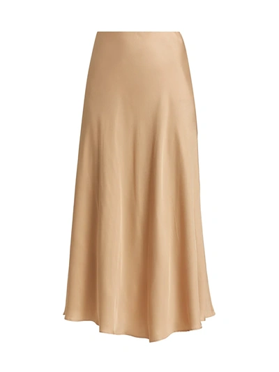 L Agence Clarisa Bias Cut Satin Skirt In Beige