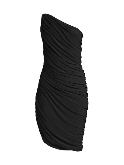 Norma Kamali Women's Diana Ruched One-shoulder Minidress In Black