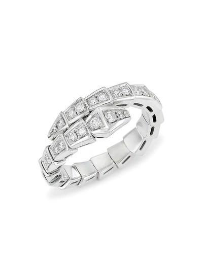 Bvlgari Women's Serpenti Viper 18k White Gold & Diamond Wrap Ring