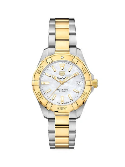 Tag Heuer Wbd1320.bb0320 Aquaracer 18ct Yellow Gold-plated Stainless-steel Quartz Watch In Silver And Gold