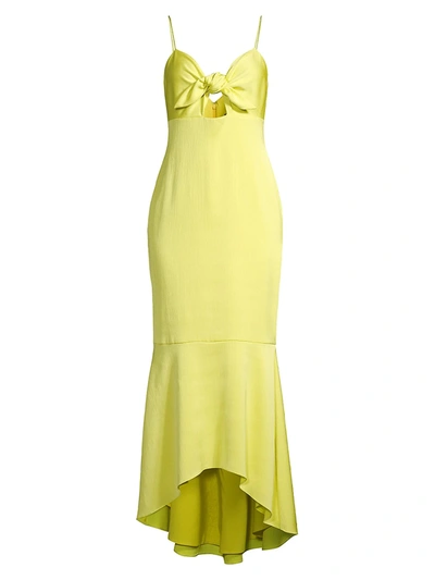 Aidan Mattox Tie-front Midi Dress In Yellow