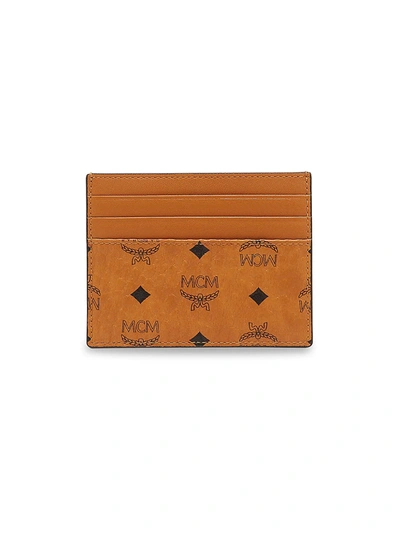 Mcm Men's Logo Card Case In Cognac