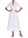 Staud Joan Collared Maxi Shirtdress In White