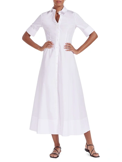 Staud Joan Collared Maxi Shirtdress In White