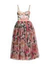 DOLCE & GABBANA FLORAL TULLE FIT & FLARE DRESS,400013483749