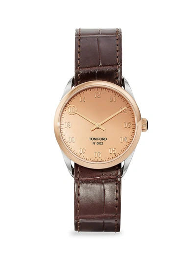 Tom Ford Men's 18k Rose Gold, Stainless Steel & Alligator Leather-strap Watch