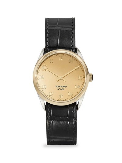 Tom Ford Men's 18k Yellow Gold, Stainless Steel & Alligator Leather-strap Watch In Gold Black
