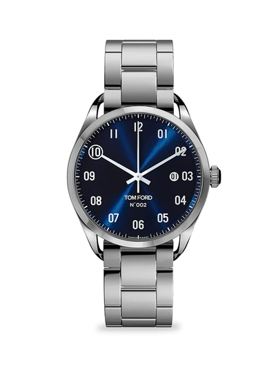 Tom Ford No. 002 Stainless Steel Automatic Dial, 40mm, With Bracelet Strap In Blue