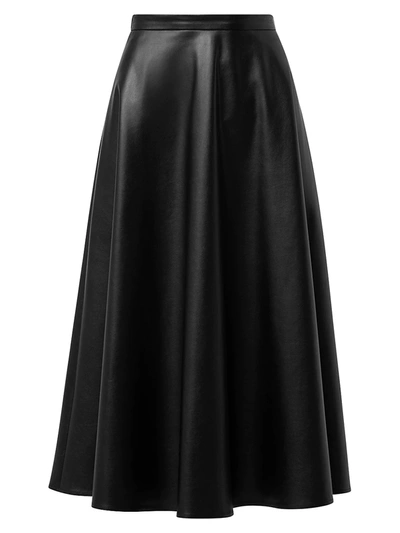 Akris Punto Faux-leather Circle Midi Skirt In Black