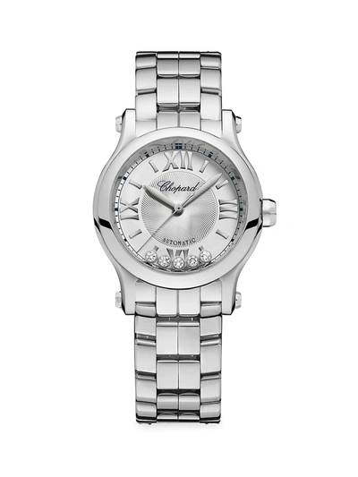 Chopard Women's Happy Sport Diamond & Stainless Steel Bracelet Watch In Silver