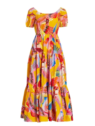 chinese dress ladies Farm Rio Women's Dotted Macaws Graphic Maxi Dress - Cream main image 1