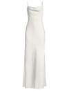 Aidan Mattox Jewel-strap Cowl-neck Satin Gown In Ivory