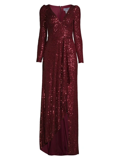 Mac Duggal Sequin Evening Gown In Wine