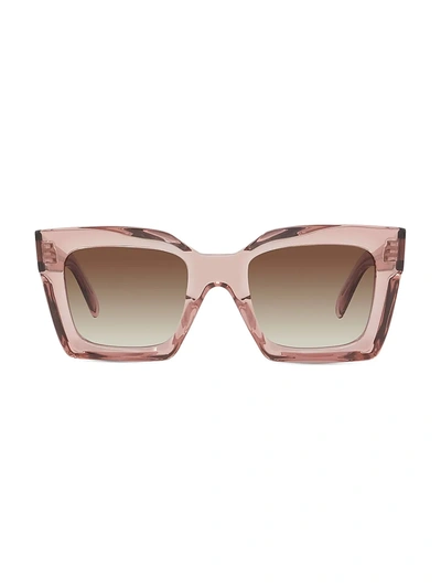 Celine Women's 51mm Square Transparent Sunglasses In Pink/brown Gradient