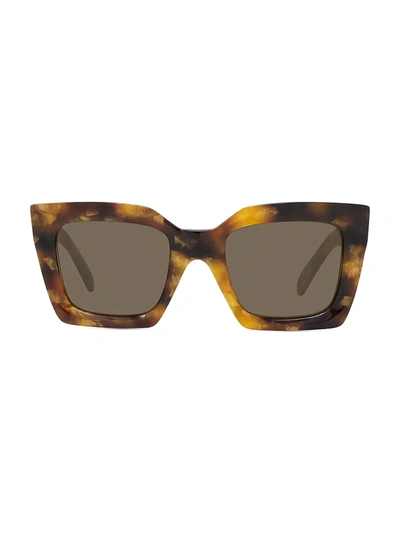 Celine 51mm Rectangular Sunglasses In Havana