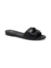 FENDI WOMEN'S LOGO LEATHER SLIDE SANDALS,400014271536