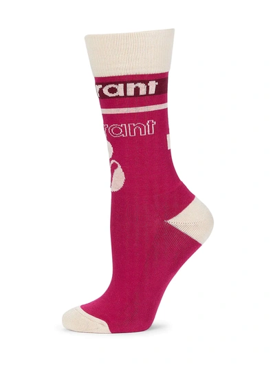Isabel Marant Silou Logo Socks In Pink