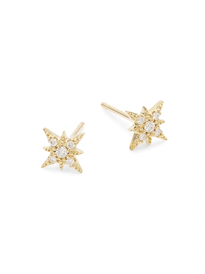 Mizuki Women's 14k Gold & Diamond Star Stud Earrings