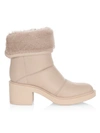 Gianvito Rossi Shearling-trim Leather Ankle Boots In Mousse