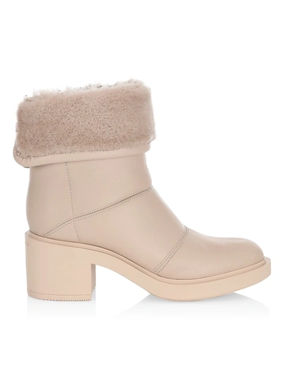 Gianvito Rossi Shearling-trim Leather Ankle Boots In Mousse